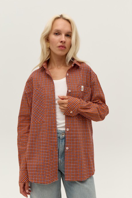 Помаранчева картата сорочка 39883988 купить