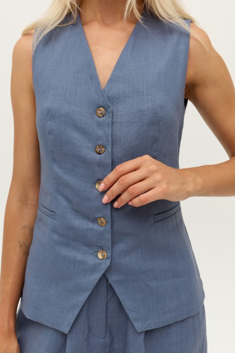 Синій лляній жилет 39983998 купить