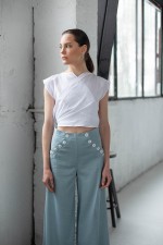 Біла легка блуза на зав'язках 3184 фото 1