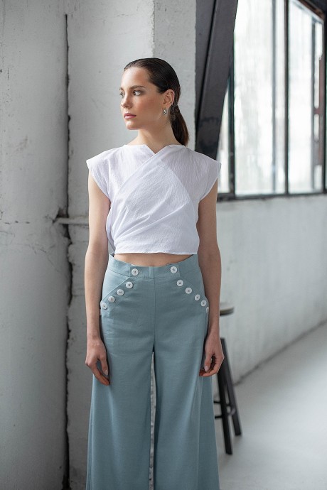 Біла легка блуза на зав'язках 31843184 купить