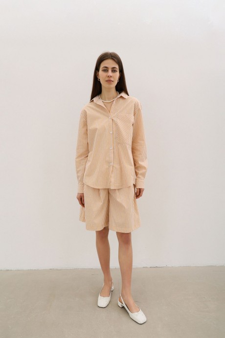 Шорти у жовту - білу смужку 38083808 купить