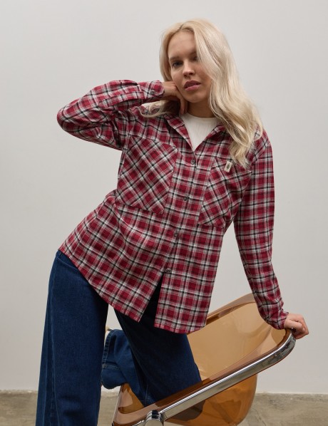 Бордова картата сорочка 40664066 купить