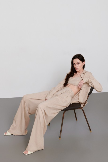 Лляні бежеві брюки 36043604 купить