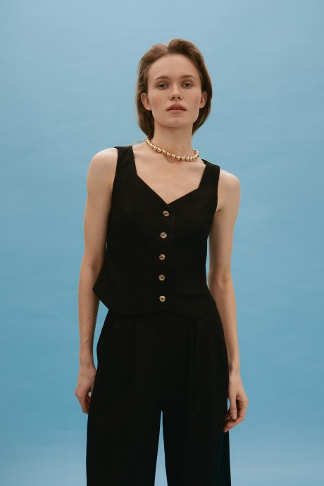 Чорний лляний жилет 36273627 купить