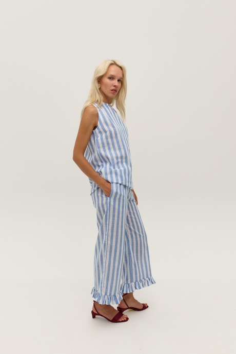 Блуза у біло-блакитну смужку 40014001 купить