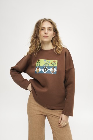 Коричневий світшот 39083908 купить