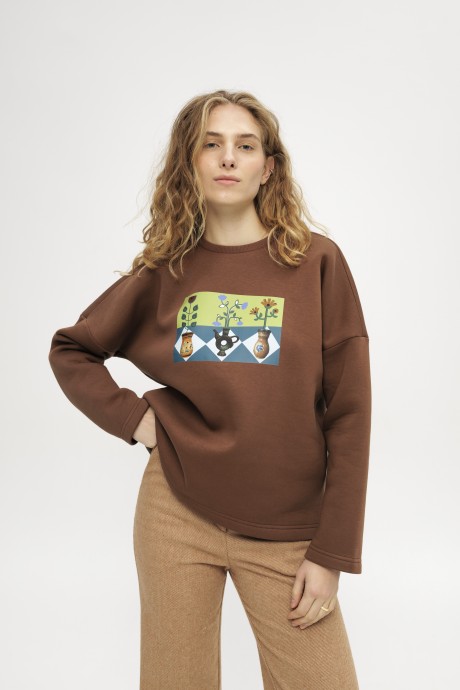 Коричневий світшот 39083908 купить