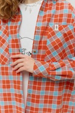 Помаранчева картата сорочка 4017 фото 6