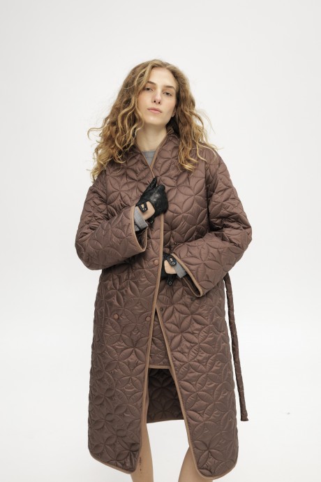 Коричневе стьобане пальто 39163916 купить