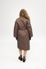 Коричневе стьобане пальто 3916 фото 5