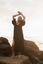 Чорна сукня міді з мереживом 3222 фото 0