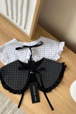 Білий фактурний комір з стрічкою фото 0