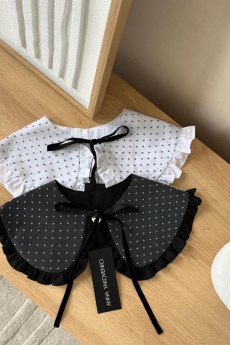 Білий фактурний комір з стрічкою3110 купить