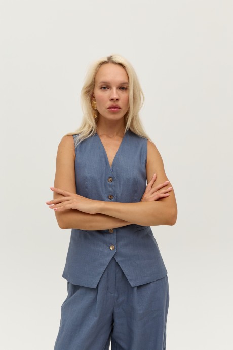 Синій лляній жилет 39983998 купить