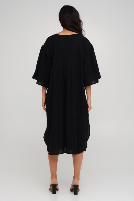 Чорна вільна сукня з поясом косичкою 32213221 купить