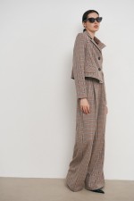 Бежеві брюки у клітинку 3679 фото 2