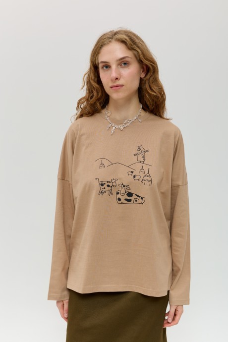 Бежевий лонгслів 40204020 купить