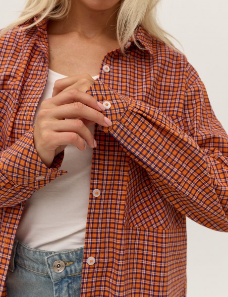 Помаранчева картата сорочка 39883988 купить