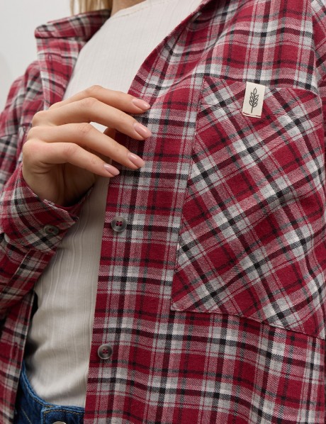 Бордова картата сорочка 40664066 купить