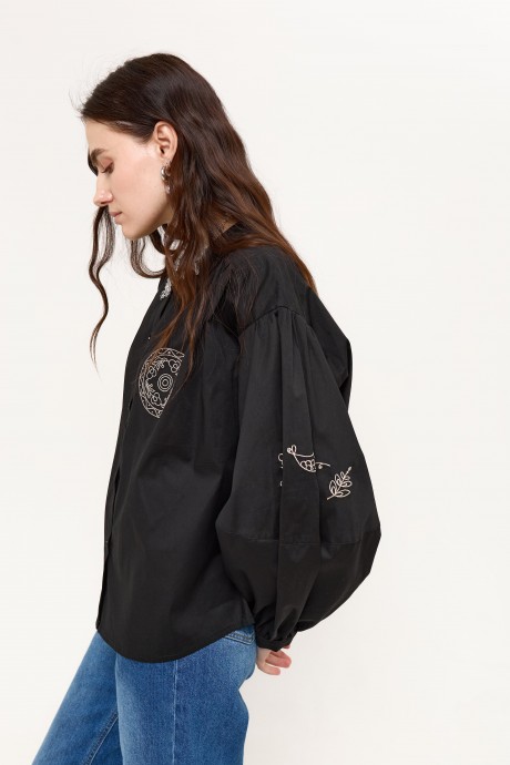 Чорна блуза з вишивкою 38213821 купить