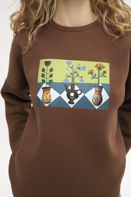 Коричневий світшот 39083908 купить