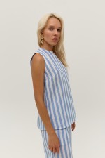 Блуза у біло-блакитну смужку 4001 фото 1