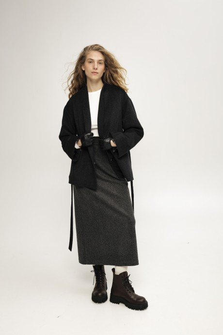 Сіре коротке пальто 38893889 купить