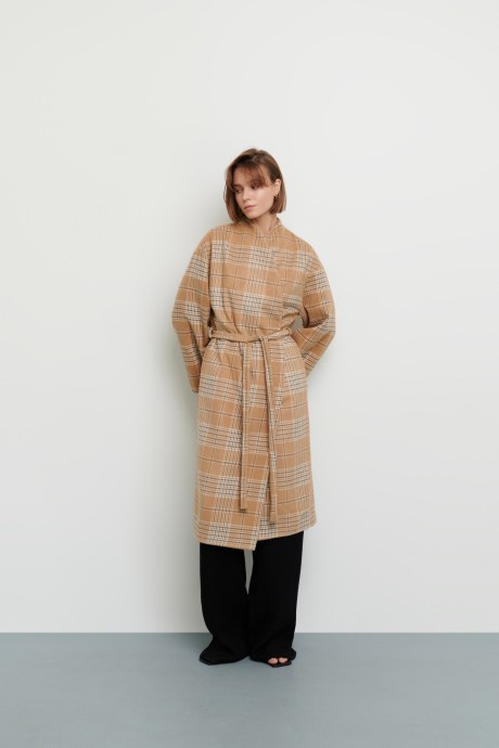 Коричневе пальто у клітинку 36723672 купить