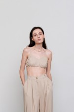 Лляний бежевий топ 3606 фото 0