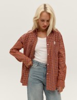 Помаранчева картата сорочка 3988 фото 2