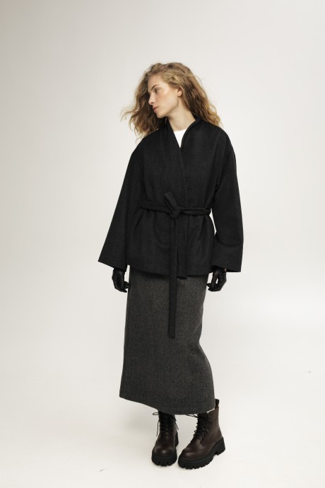 Сіре коротке пальто 38893889 купить