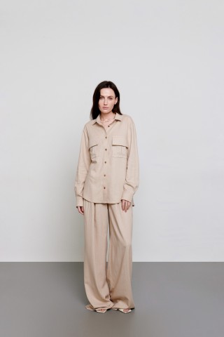 Бежева лляна сорочка 35973597 купить