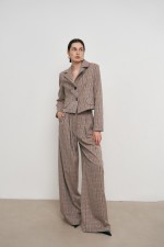 Бежеві брюки у клітинку 3679 фото 0