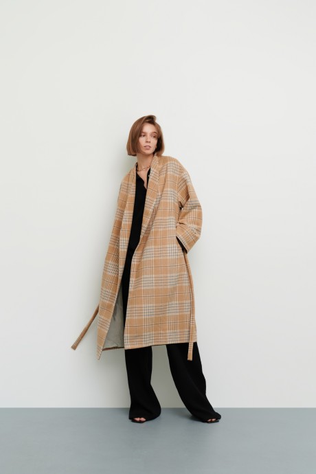 Коричневе пальто у клітинку 36723672 купить