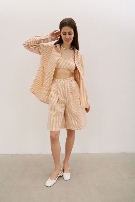 Шорти у жовту - білу смужку 38083808 купить