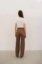 Коричневі вкоречені брюки 3778 фото 1