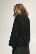 Сіре коротке пальто 3889 фото 4