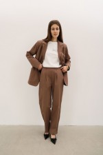 Коричневі вкоречені брюки 3778 фото 0