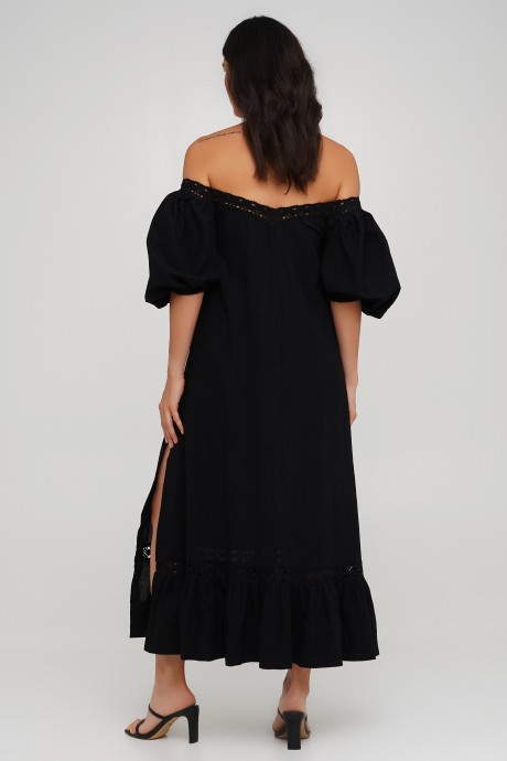 Чорна сукня міді з мереживом 32223222 купить