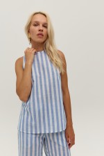 Блуза у біло-блакитну смужку 4001 фото 0