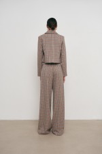 Бежеві брюки у клітинку 3679 фото 3