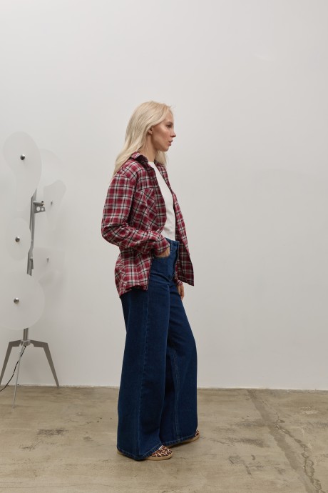 Бордова картата сорочка 40664066 купить