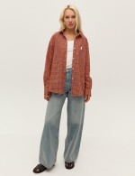 Помаранчева картата сорочка 3988 фото 1