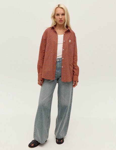 Помаранчева картата сорочка 39883988 купить